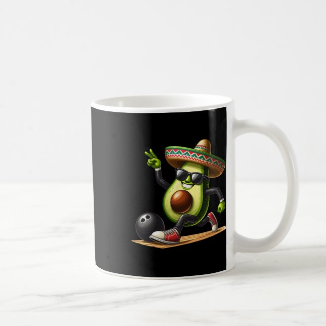 Avocado Showing Bowling Skills Cinco De Mayo Funny Coffee Mug (Right)