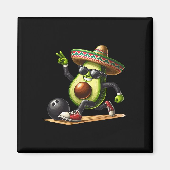 Avocado Showing Bowling Skills Cinco De Mayo Funny Magnet (Front)