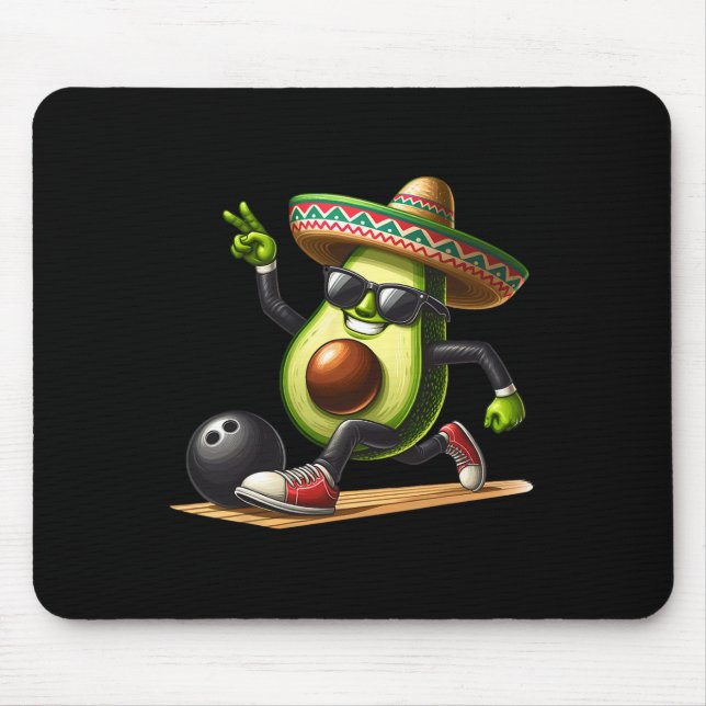 Avocado Showing Bowling Skills Cinco De Mayo Funny Mouse Pad (Front)