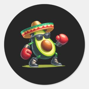 Avocado Showing Boxing Skills Cinco De Mayo Funny Classic Round Sticker