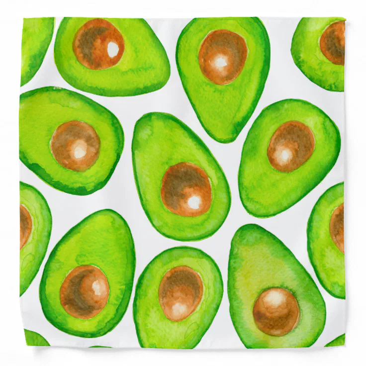 Avocado slices watercolor bandana (Front)