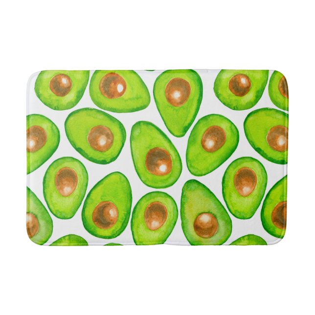 Avocado slices watercolor bathroom mat (Front)