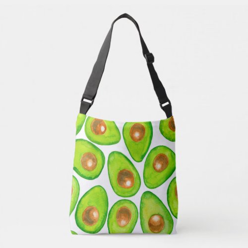 Avocado slices watercolor crossbody bag