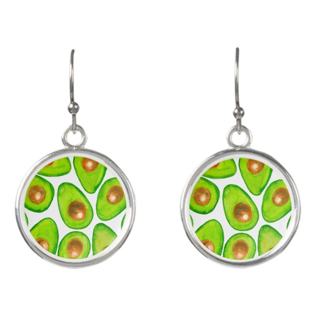 Avocado slices watercolor earrings (Front)