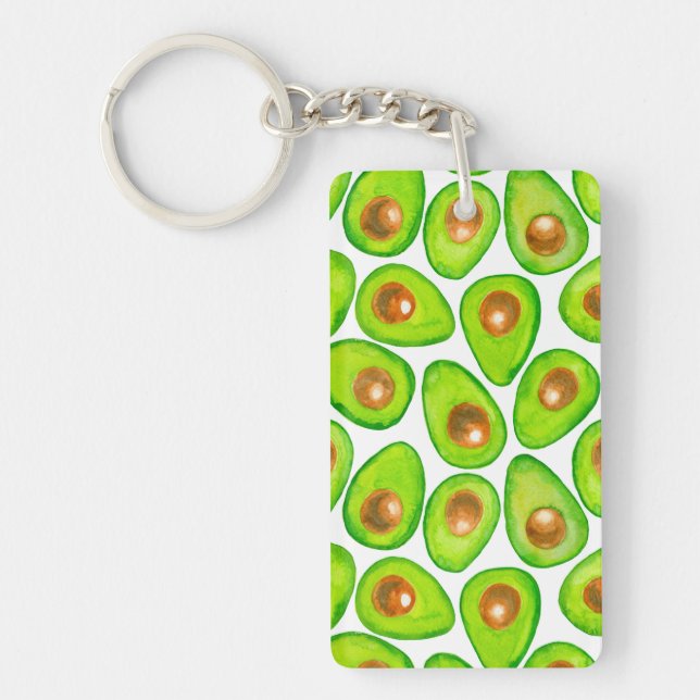 Avocado slices watercolor keychain (Front)