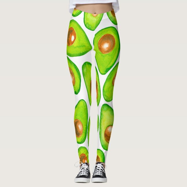 Avocado slices watercolor leggings (Front)