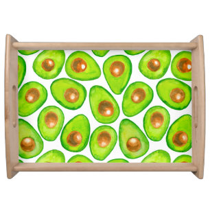 Avocado slices watercolor serving tray