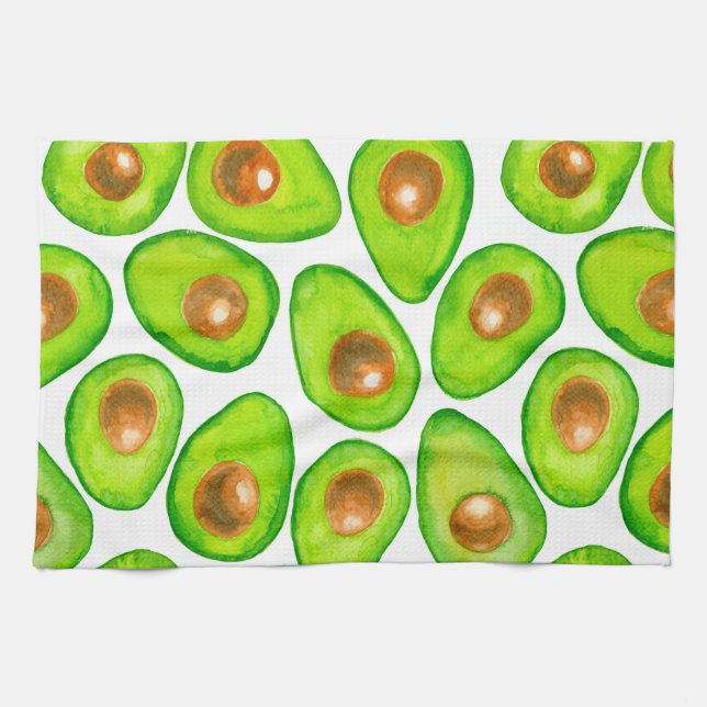 Avocado slices watercolor towel (Horizontal)