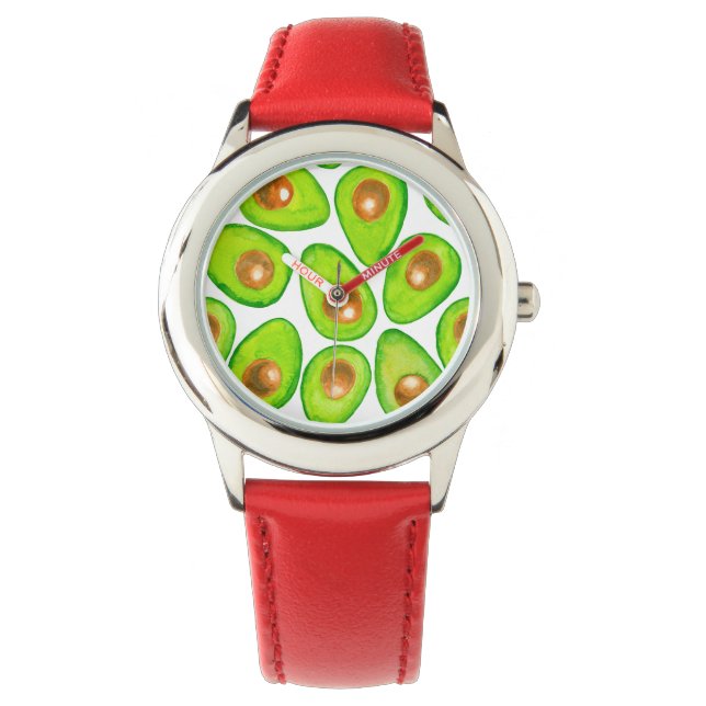 Avocado slices watercolor watch (Front)