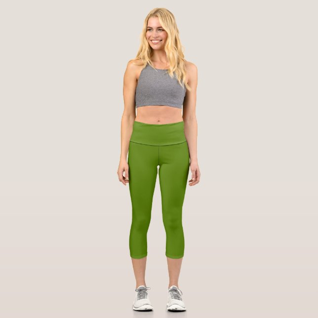 Avocado (solid color) capri leggings (Front)