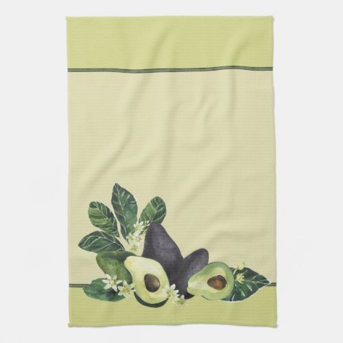 Avocado Still Life Watercolor Print  Kitchen Towel