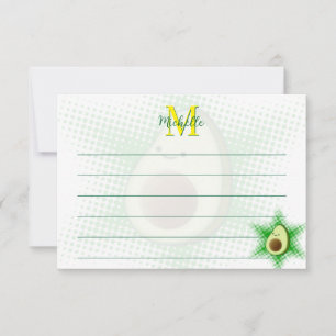 Avocado Superstar Custom Monogram Lined Note Card