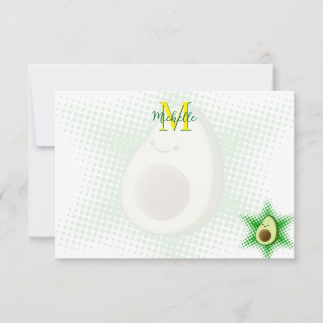 Avocado Superstar Custom Monogram Note Card (Front)