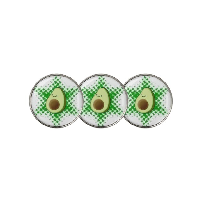 Avocado Superstar Cute Golf Ball Marker (3 Up)