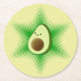 Avocado Superstar Cute Round Paper Coaster