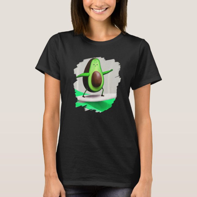 Avocado Surfing Surfer Riding Wave Ocean Cool Surf T-Shirt (Front)