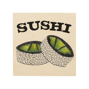 Avocado Sushi Roll Japanese Restaurant Food Foodie Wood Wall Art