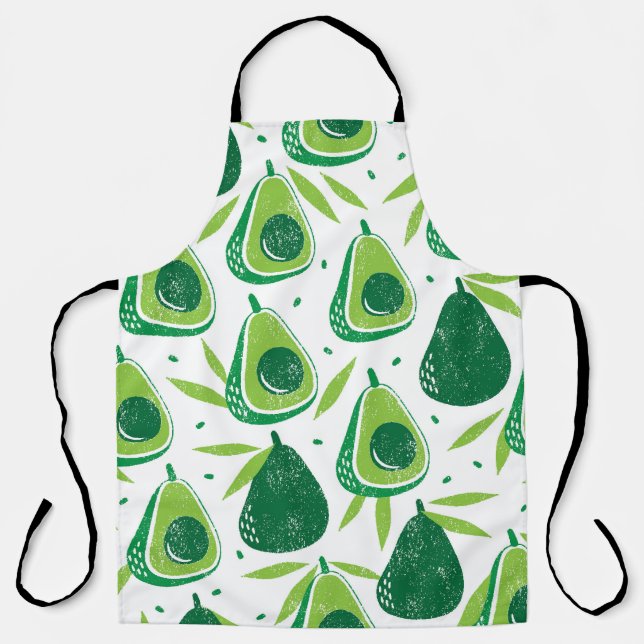 Avocado, textured stamp, seamless pattern. apron (Front)