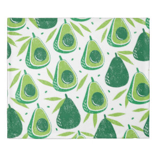 Avocado, textured stamp, seamless pattern. duvet cover
