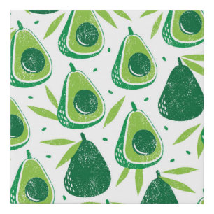 Avocado, textured stamp, seamless pattern. faux canvas print