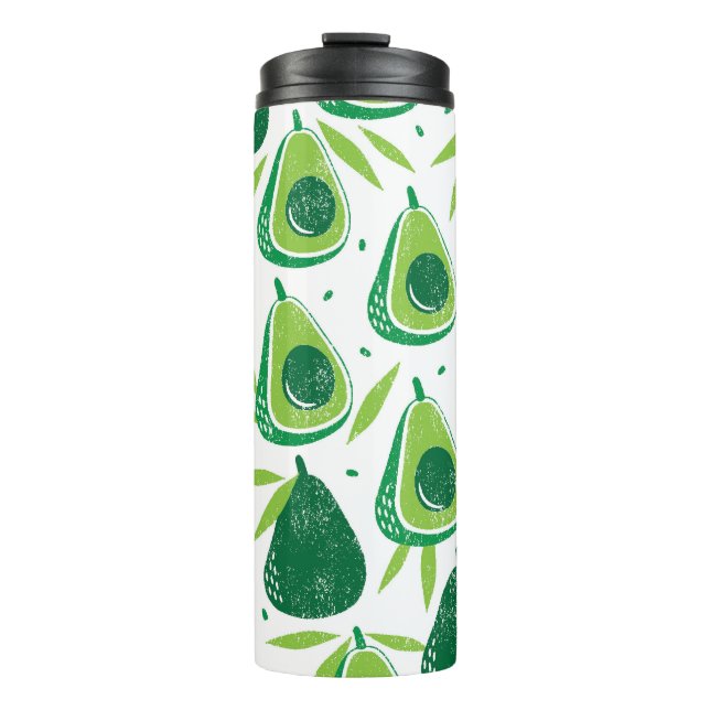 Avocado, textured stamp, seamless pattern. thermal tumbler (Front)