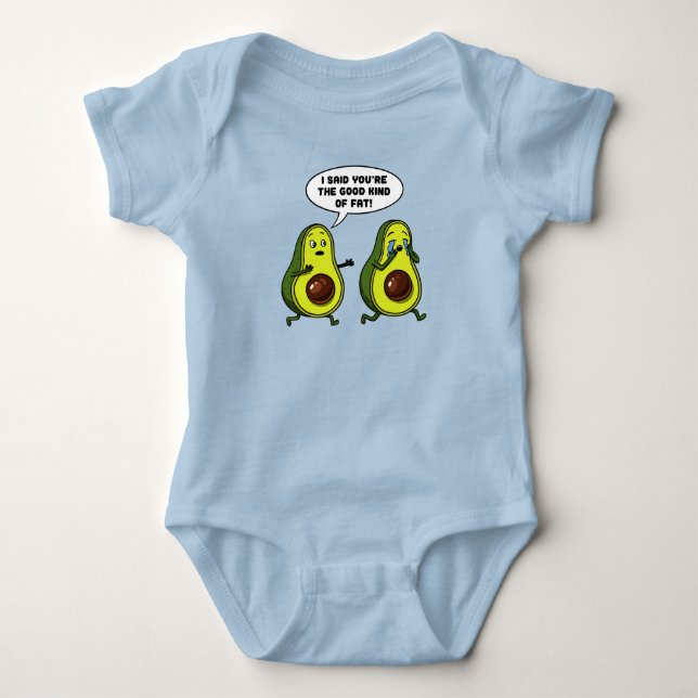 Avocado The Good Kind Of Fat Funny Vegan Joke Baby Bodysuit (Front)