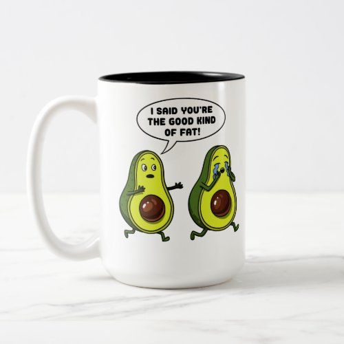 Avocado The Good Kind Of Fat Funny Vegan Joke Two_Tone Coffee Mug