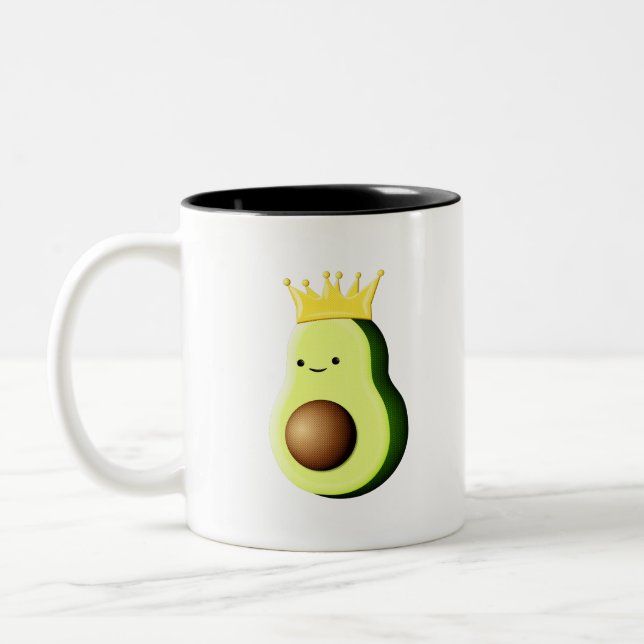Avocado The King Of All Fruits Two-Tone Coffee Mug (Left)