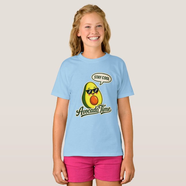 Avocado Time Cute Girls T-Shirt (Front Full)