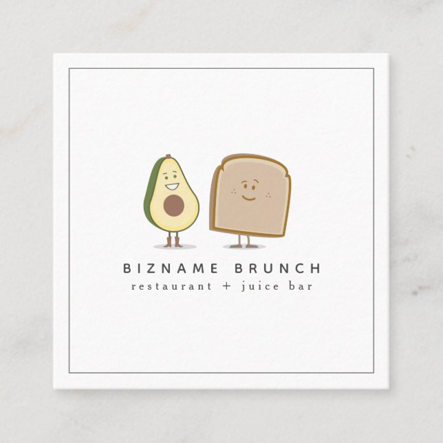 Avocado + Toast Brunch Restaurant Chef Square Business Card (Front)