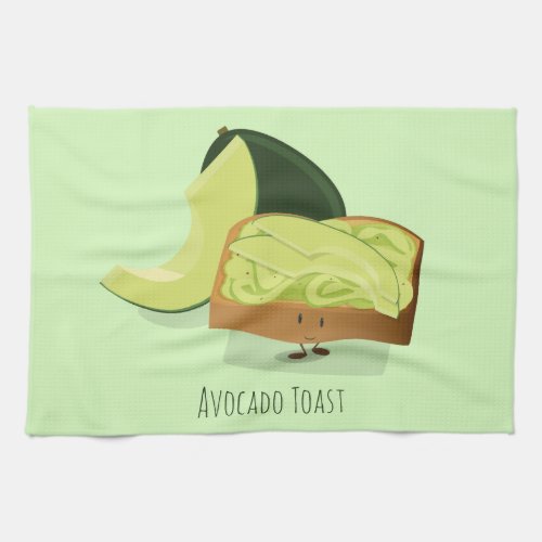 Avocado Toast cartoon  Kitchen Towel