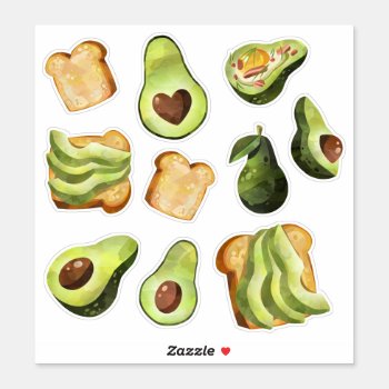 Avocado Toast Guacamole Bread Lovers Sticker by ShopKatalyst at Zazzle