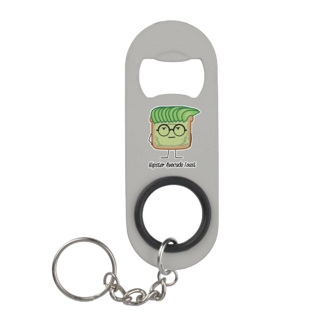 Avocado Toast Hipster glasses greaser hair Keychain Bottle Opener (Front)