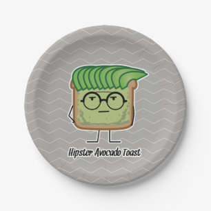 Avocado Toast Hipster glasses greaser hair Paper Plates