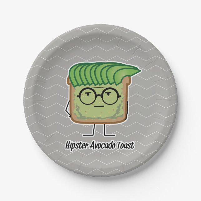 Avocado Toast Hipster glasses greaser hair Paper Plates (Front)
