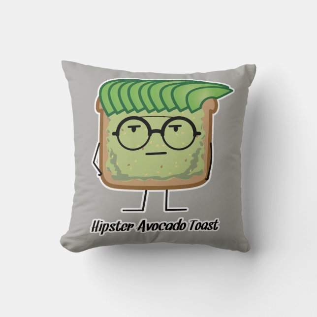Avocado Toast Hipster glasses greaser hair Throw Pillow (Front)
