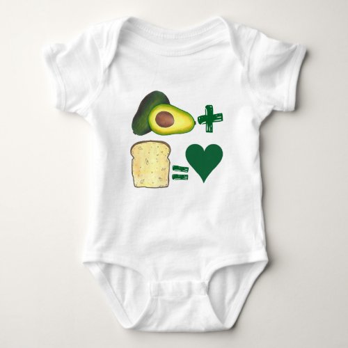 Avocado  Toast  Love Foodie Foor Pair Heart  Baby Bodysuit