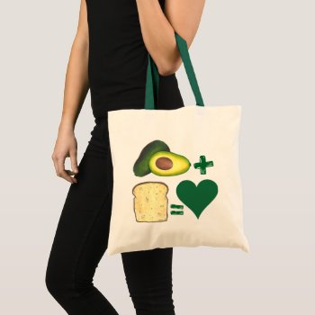 Avocado   Toast = Love Foodie Foor Pair Heart Tote Bag by rebeccaheartsny at Zazzle