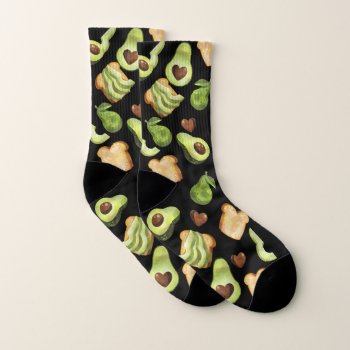 Avocado Toast Lover Watercolor Cute Socks by ShopKatalyst at Zazzle