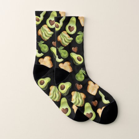 Avocado Toast Lover Watercolor Cute Socks
