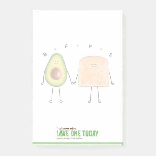 Avocado Toast Post-It® Notes, 4" x 6" Note (Front)
