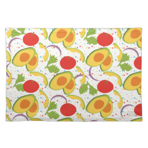 Avocado Tomato Salad Greenery Pattern Cloth Placemat