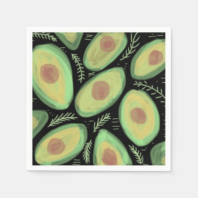 Avocado Tomato Salad Greenery Pattern Napkins (Front)