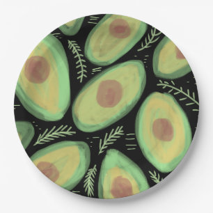 Avocado Tomato Salad Greenery Pattern Paper Plates