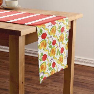Avocado Tomato Salad Greenery Pattern Short Table Runner