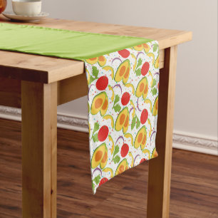 Avocado Tomato Salad Greenery Pattern Short Table Runner