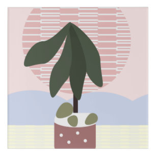 Avocado Tree Blush Muted Geometric Pink Acrylic Print