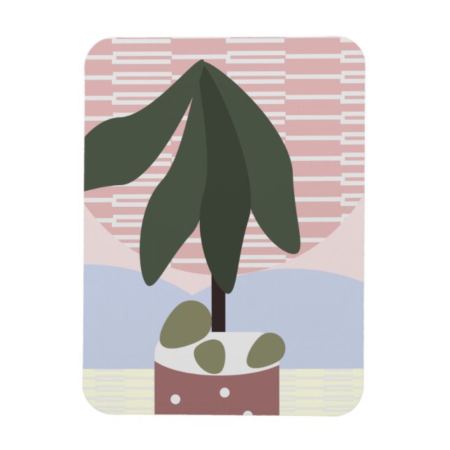 Avocado Tree Blush Muted Geometric Pink  Magnet (Vertical)