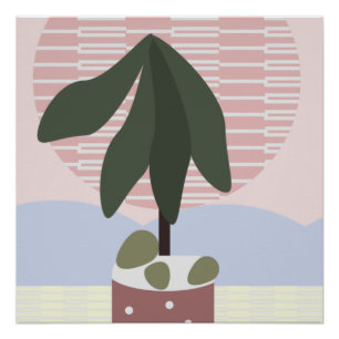 Avocado Tree Blush Muted Geometric Poster