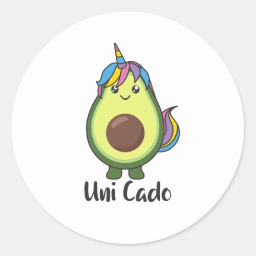 Avocado Unicorn Funny Avocados Unicorns Uni Cado Classic Round Sticker